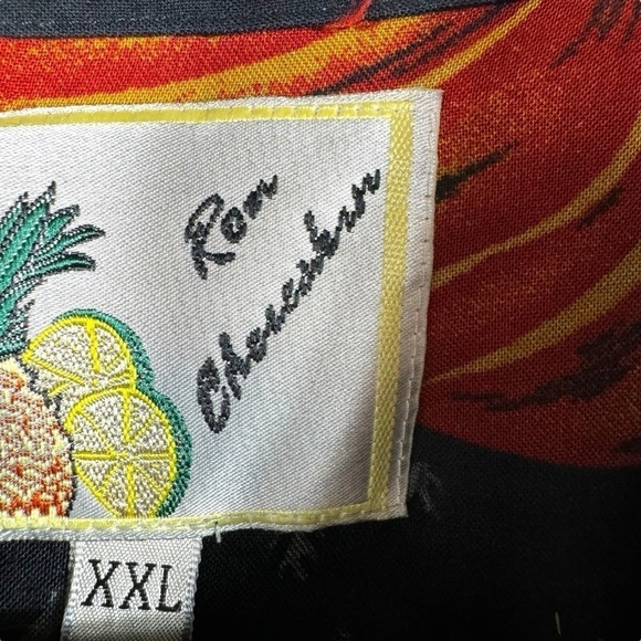 Ron Chereskin Vintage Rayon Hawaiian Camp Shirt, Blue Palm Leaves, Size XXL - Picture 5 of 9